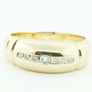 Estate Sale 14k Yellow Gold Diamond Band Ring Size 8.75 Wedding Jewelry .18 ctw